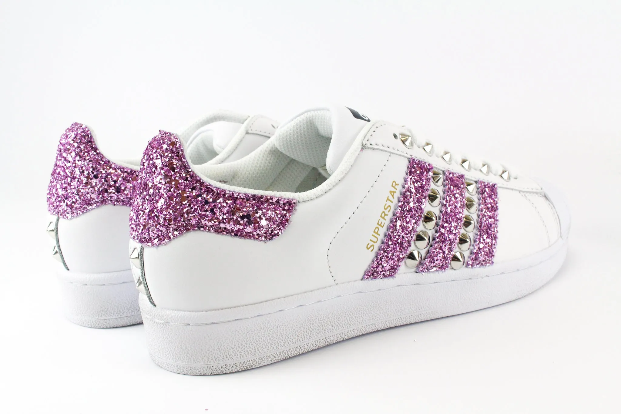 Adidas Superstar Glitter Glicine & Borchie