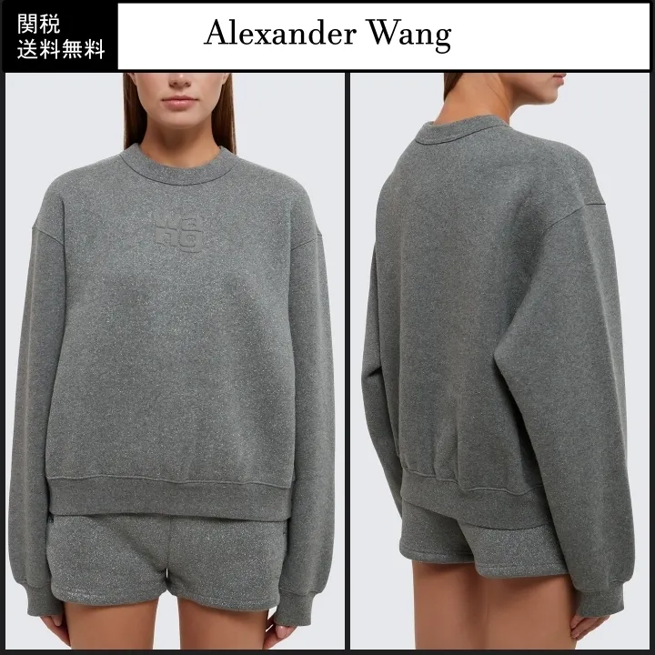 Alexander Wang  |Crew Neck Cotton Logo Hoodies & Sweatshirts