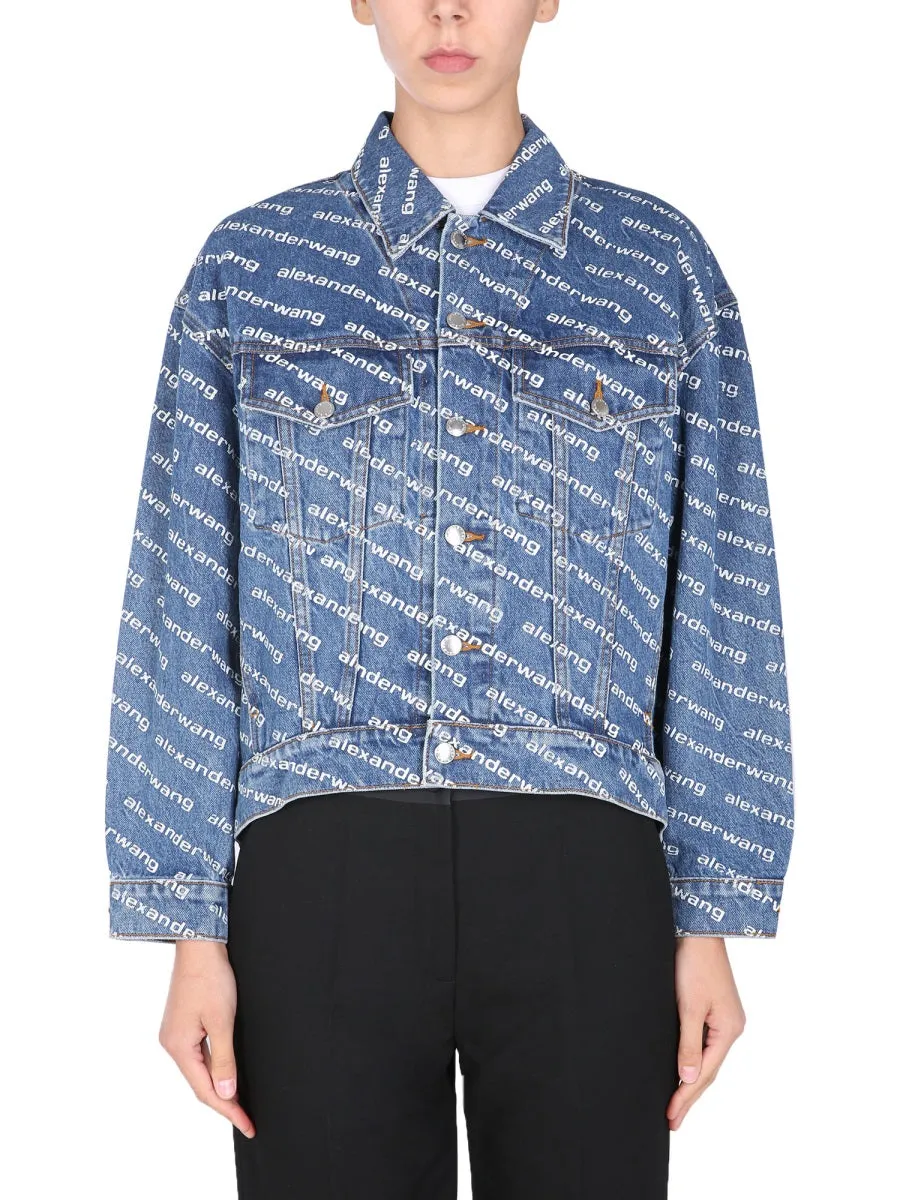 Alexander Wang Logo All-Over Printed Denim Jacket