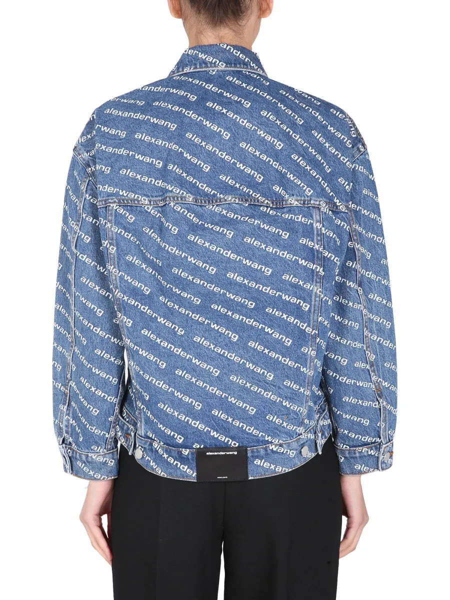 Alexander Wang Logo All-Over Printed Denim Jacket