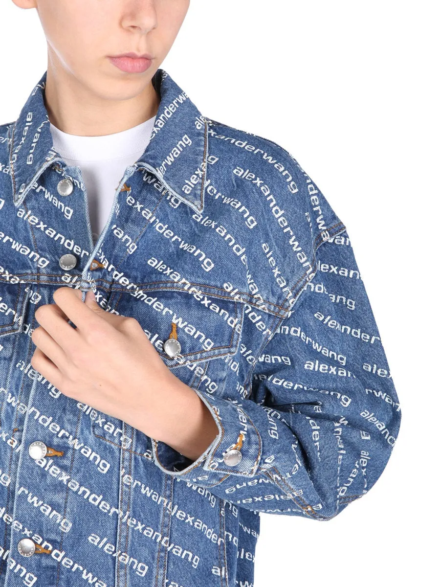 Alexander Wang Logo All-Over Printed Denim Jacket