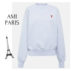 AMI PARIS  |Long Sleeves Plain Cotton Hoodies & Sweatshirts