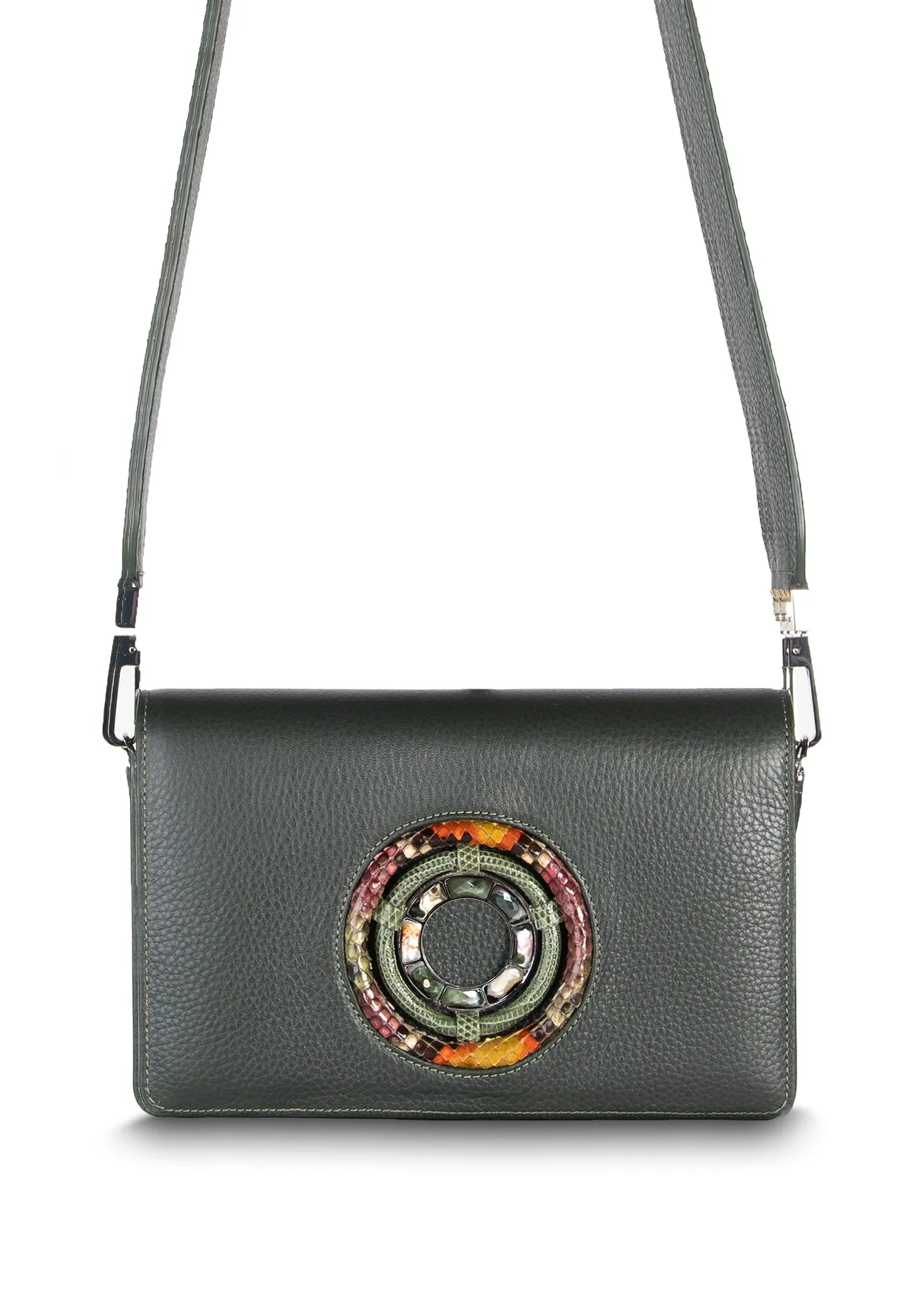 Anna Convertible Crossbody, Dark Green Leather, Jasper