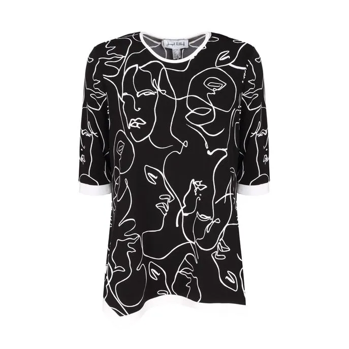 ASYMMETRIC T-SHIRT IN JERSEY WITH GRAFFITI PRINT Woman Black Vanilla