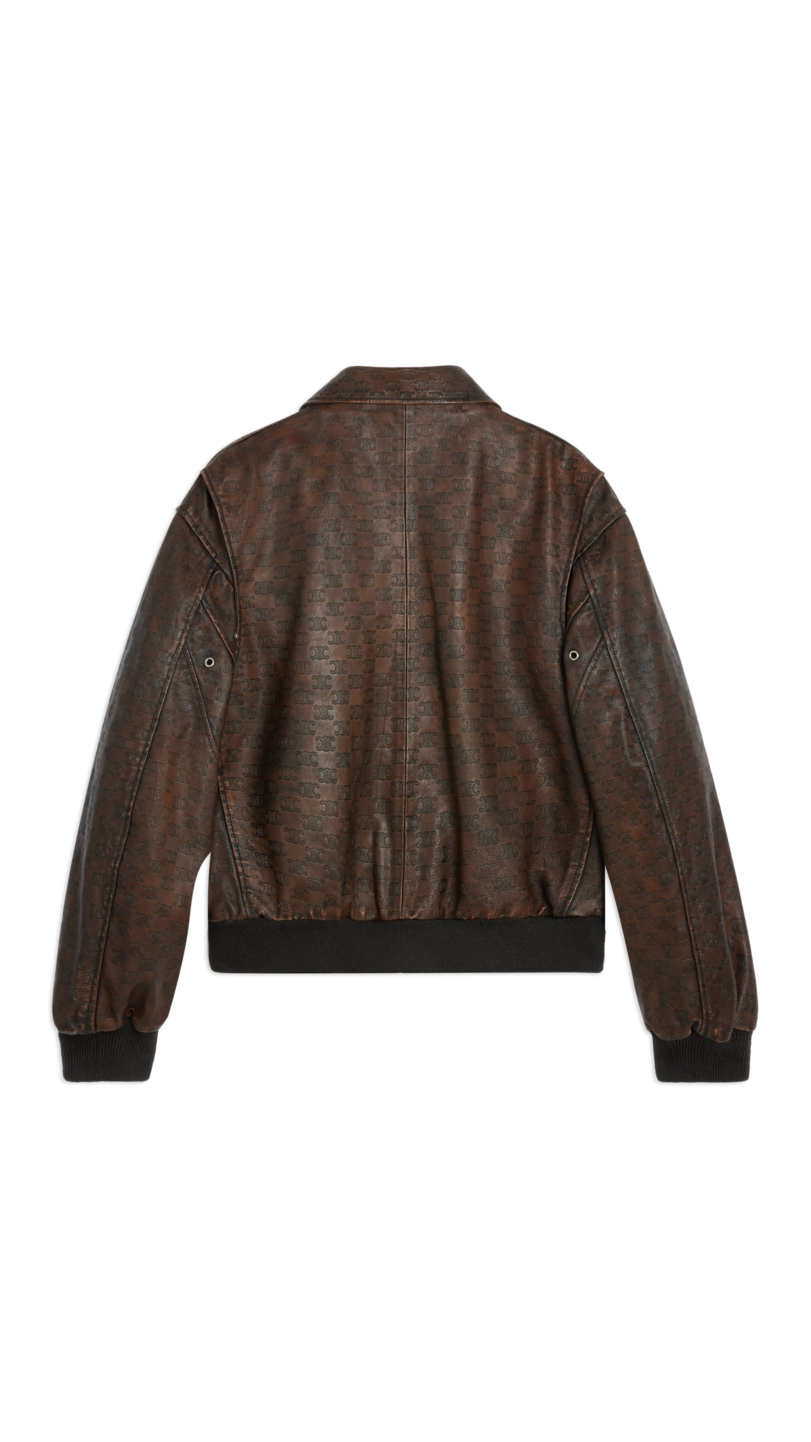 Aviator Blouson Jacket in Embossed Lambskin - Dark Brown