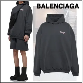 BALENCIAGA  |Unisex Long Sleeves Plain Oversized Logo Luxury Hoodies