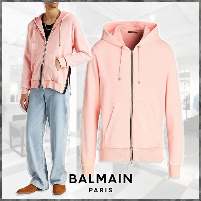 BALMAIN  |Street Style Long Sleeves Cotton Luxury Hoodies