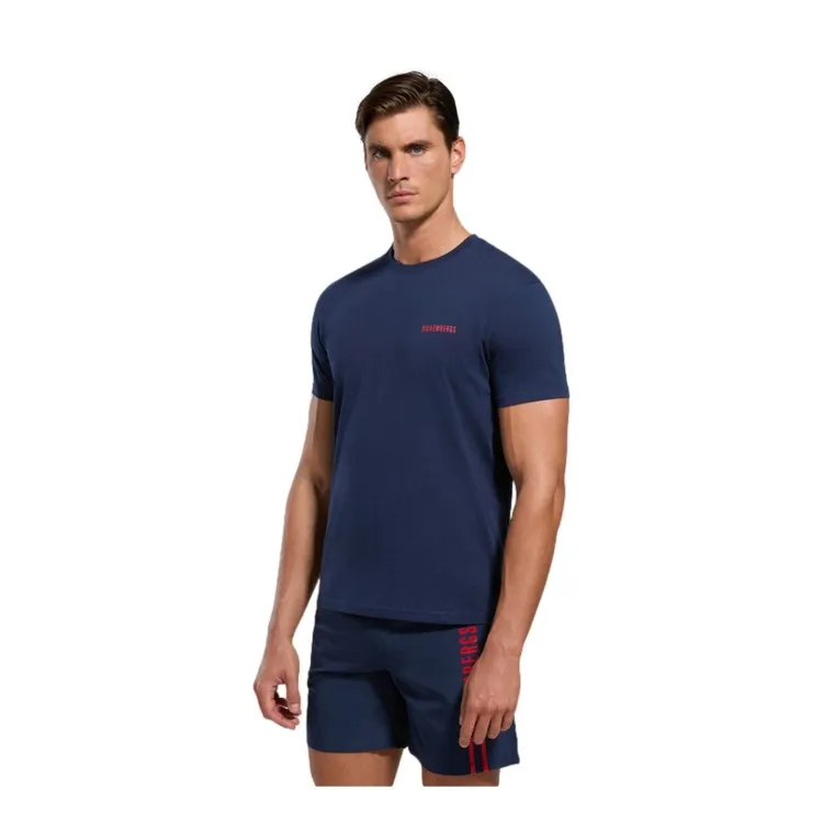 Bikkembergs VERTICAL STRIPERS  T-Shirt Maniche Corte In Cotone Blu