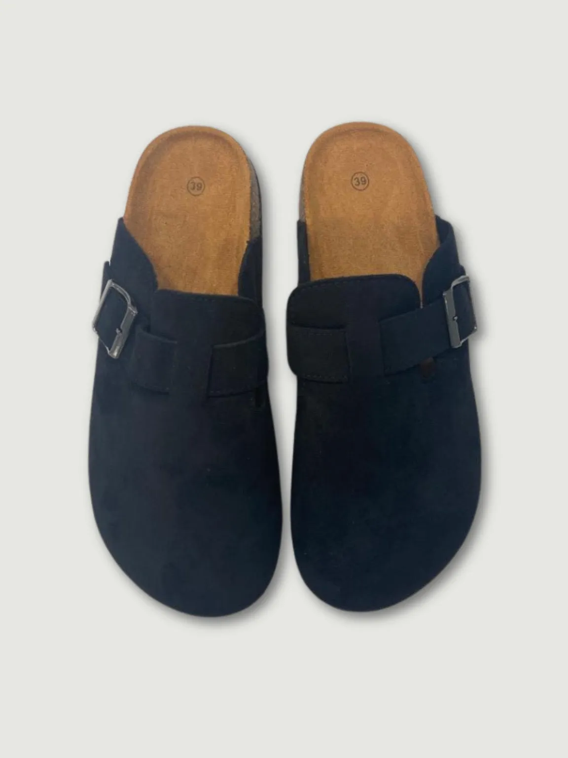 Black Buckle Slip Ons