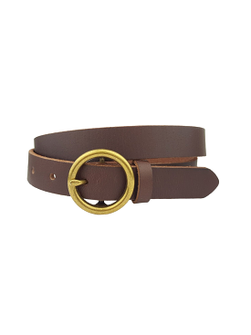 Brown Genuine Leather Skinny Belt