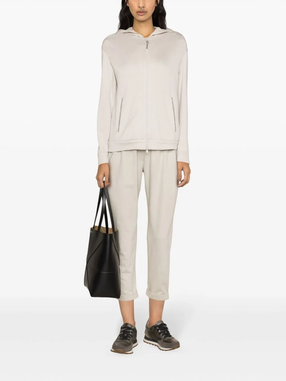 BRUNELLO CUCINELLI  |Silk Long Sleeves Plain Cotton Hoodies & Sweatshirts