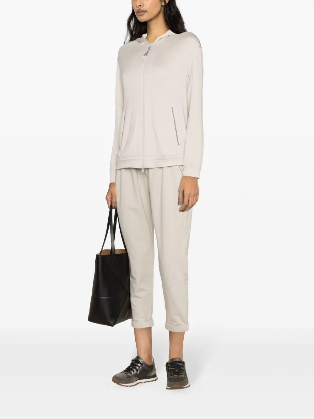 BRUNELLO CUCINELLI  |Silk Long Sleeves Plain Cotton Hoodies & Sweatshirts