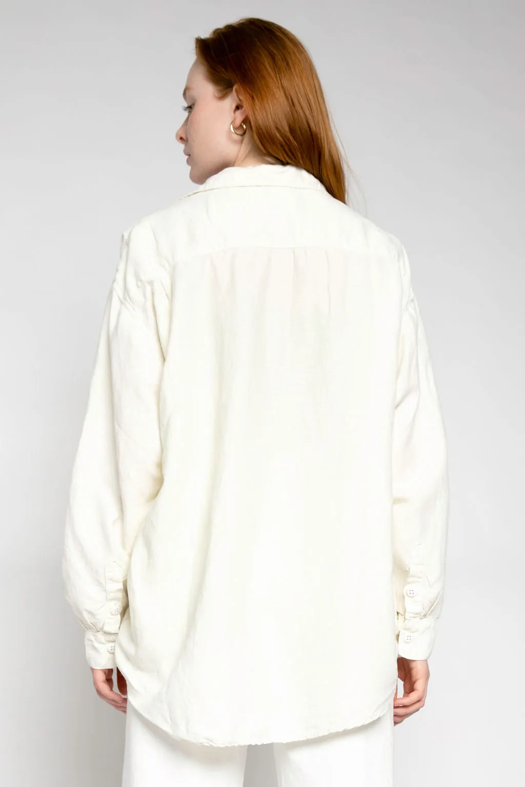 Busy Oversized Linen Shirt in Soft White