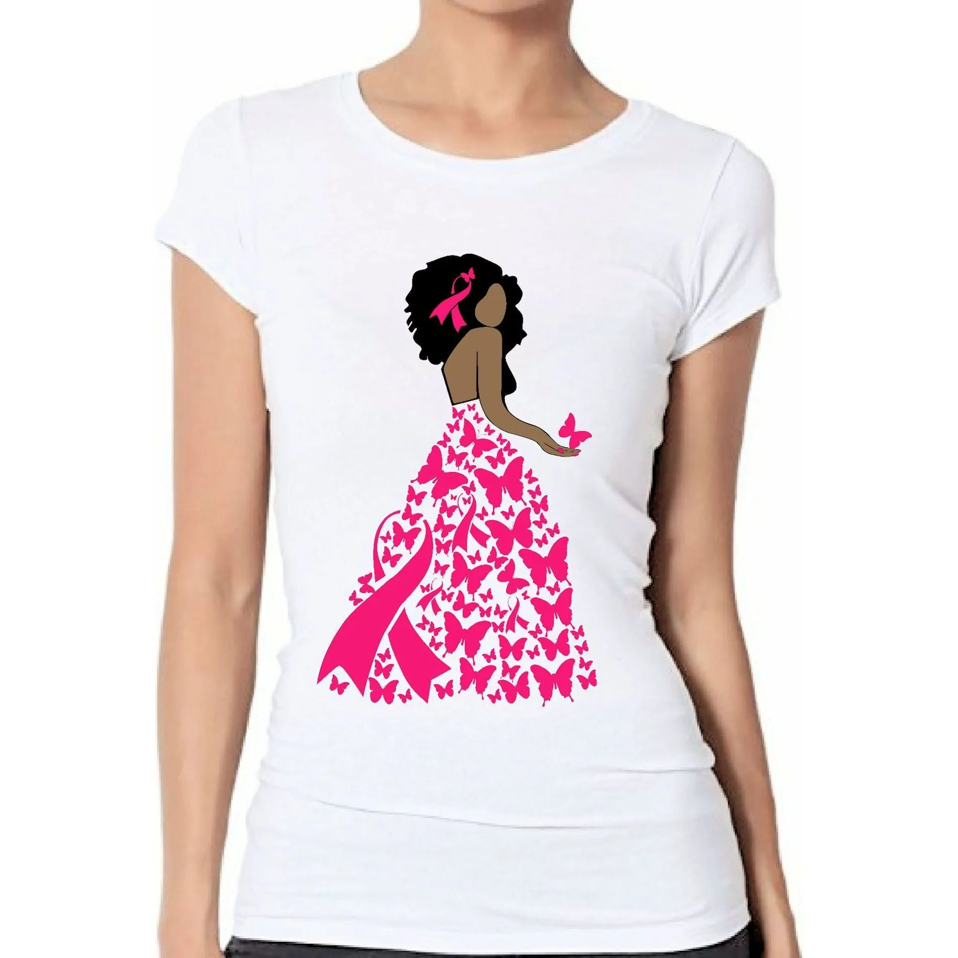 Butterfly Ribbon Breast Cancer Awareness T-Shirt