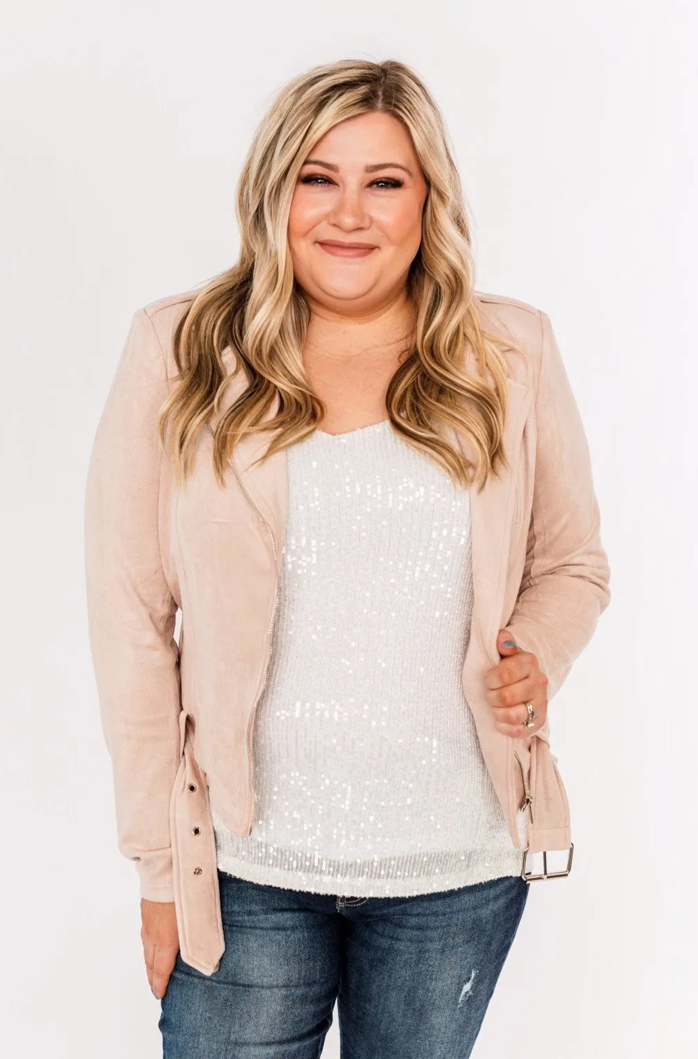 Came Here To Conquer Lightweight Jacket- Light Blush