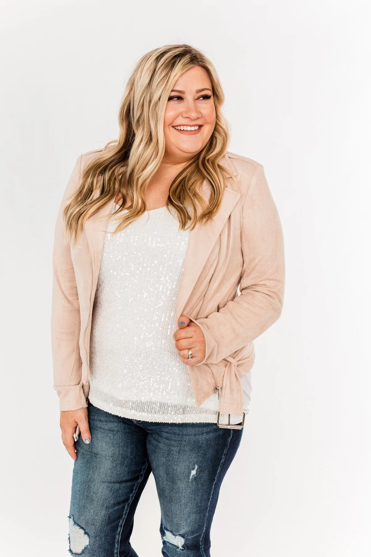 Came Here To Conquer Lightweight Jacket- Light Blush