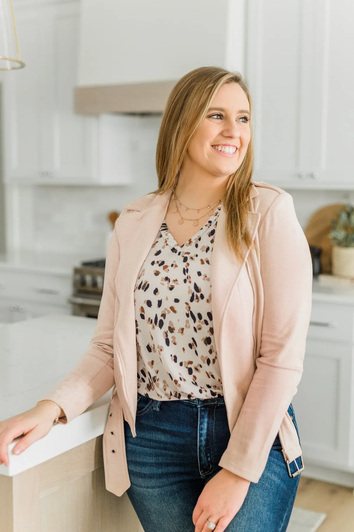 Came Here To Conquer Lightweight Jacket- Light Blush