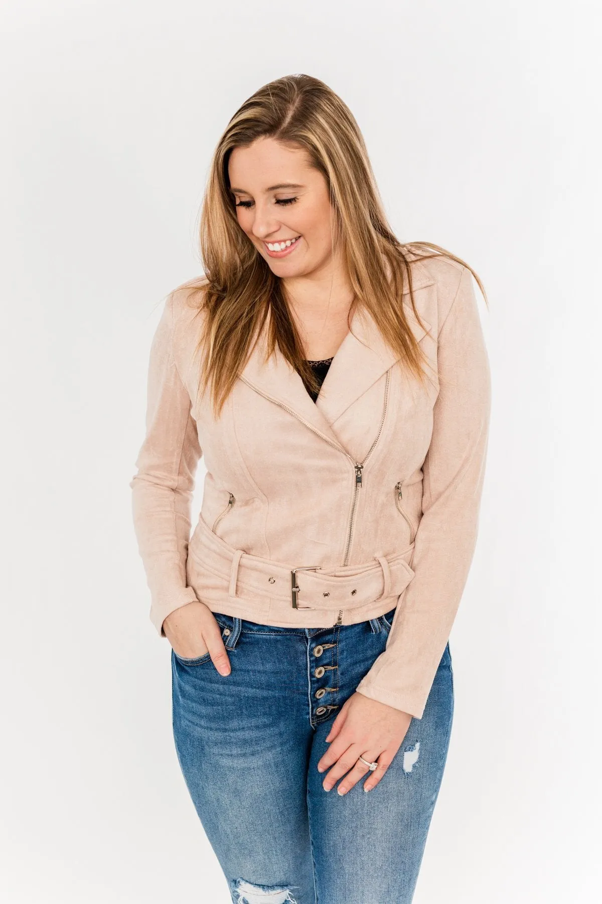 Came Here To Conquer Lightweight Jacket- Light Blush