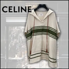 CELINE  |Stripes Short Sleeves Oversized Outlet Hoodies & Sweatshirts