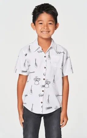 Chaser Kids Coastal Button Up Shirt in White