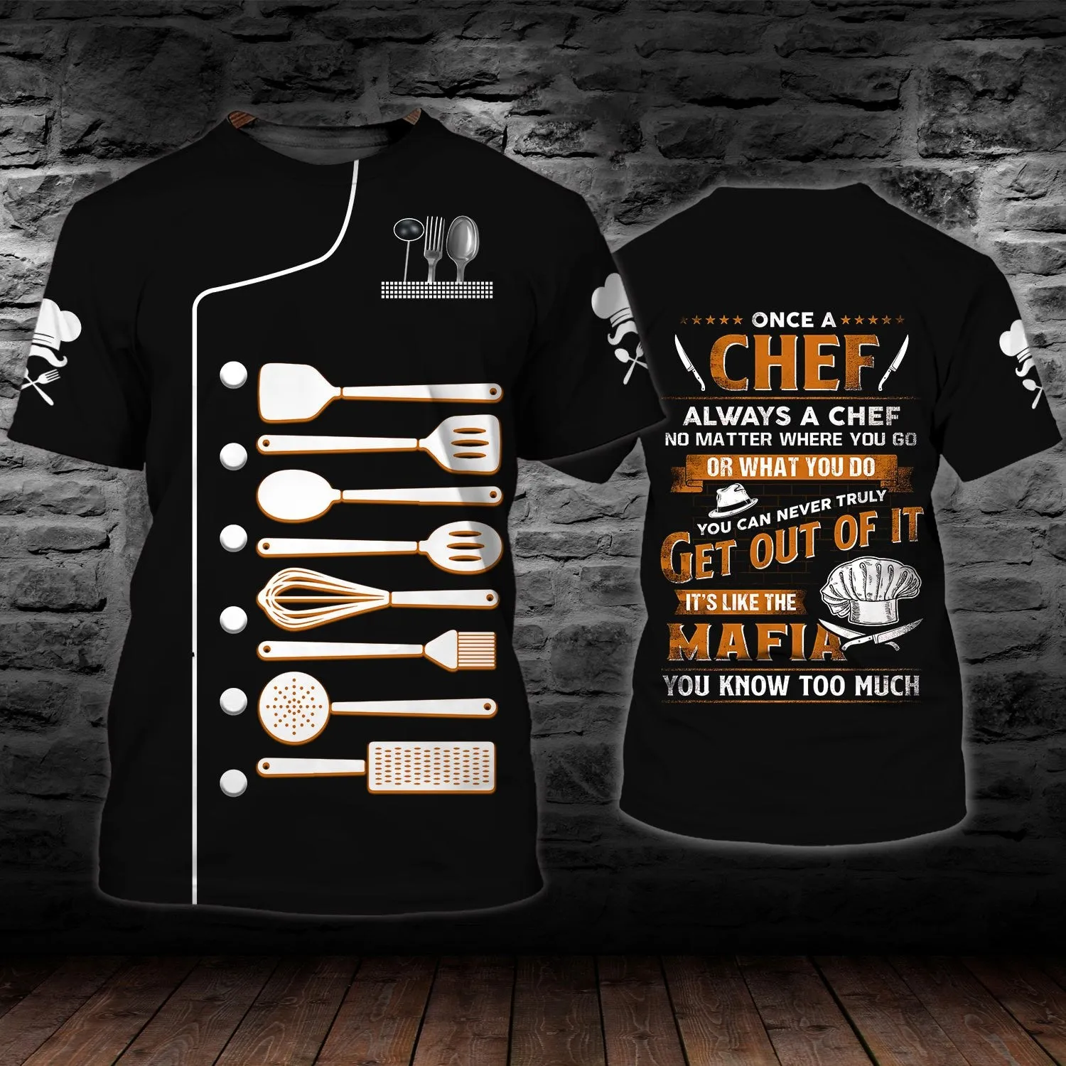 Chef T-shirts 3D Custom Printed O-Neck Oversized