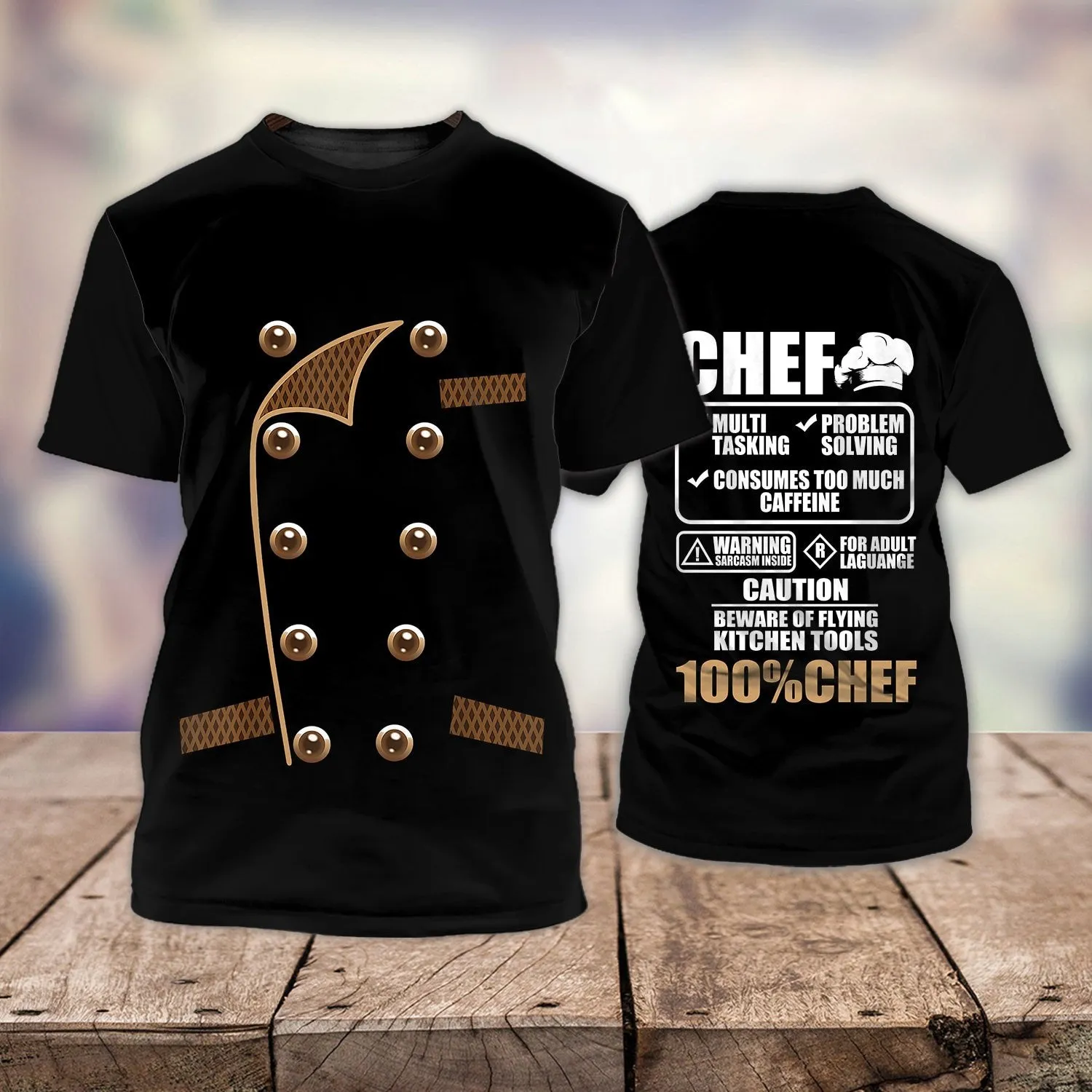 Chef T-shirts 3D Custom Printed O-Neck Oversized