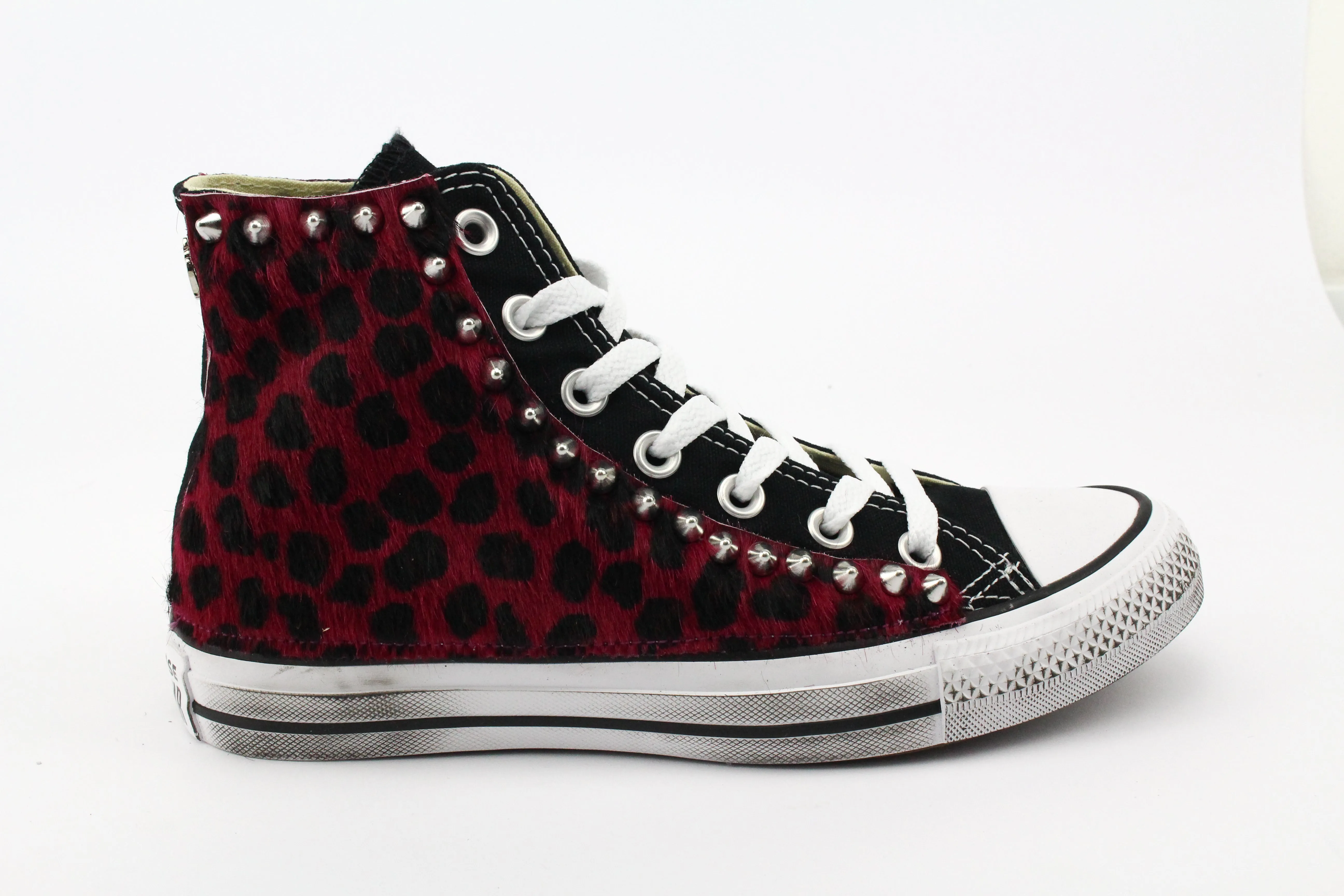 Converse All Star Black Maculate Rosso & Borchie