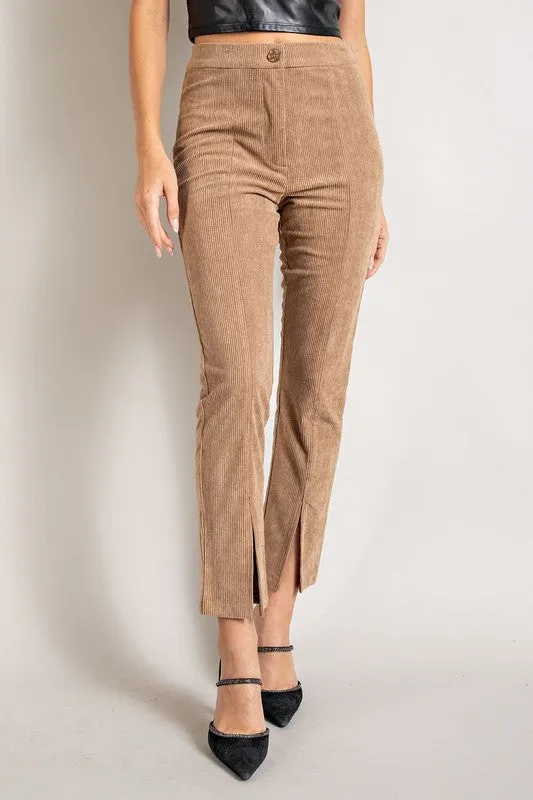 Corduroy Slit Slim Leg Pants