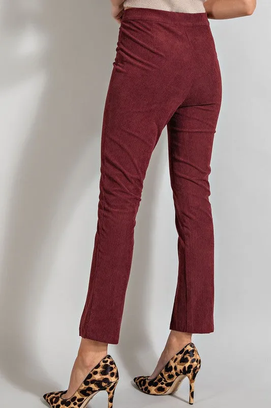 Corduroy Slit Slim Leg Pants