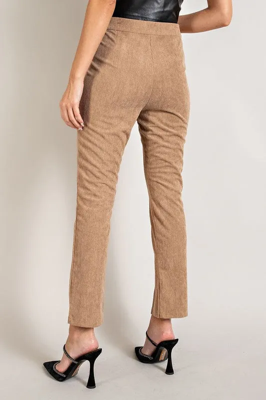 Corduroy Slit Slim Leg Pants