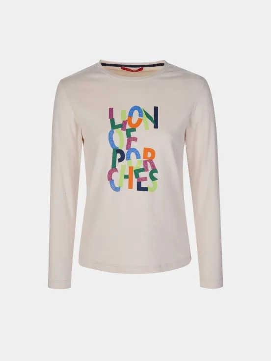 Cotton sweater with colorful lettering.