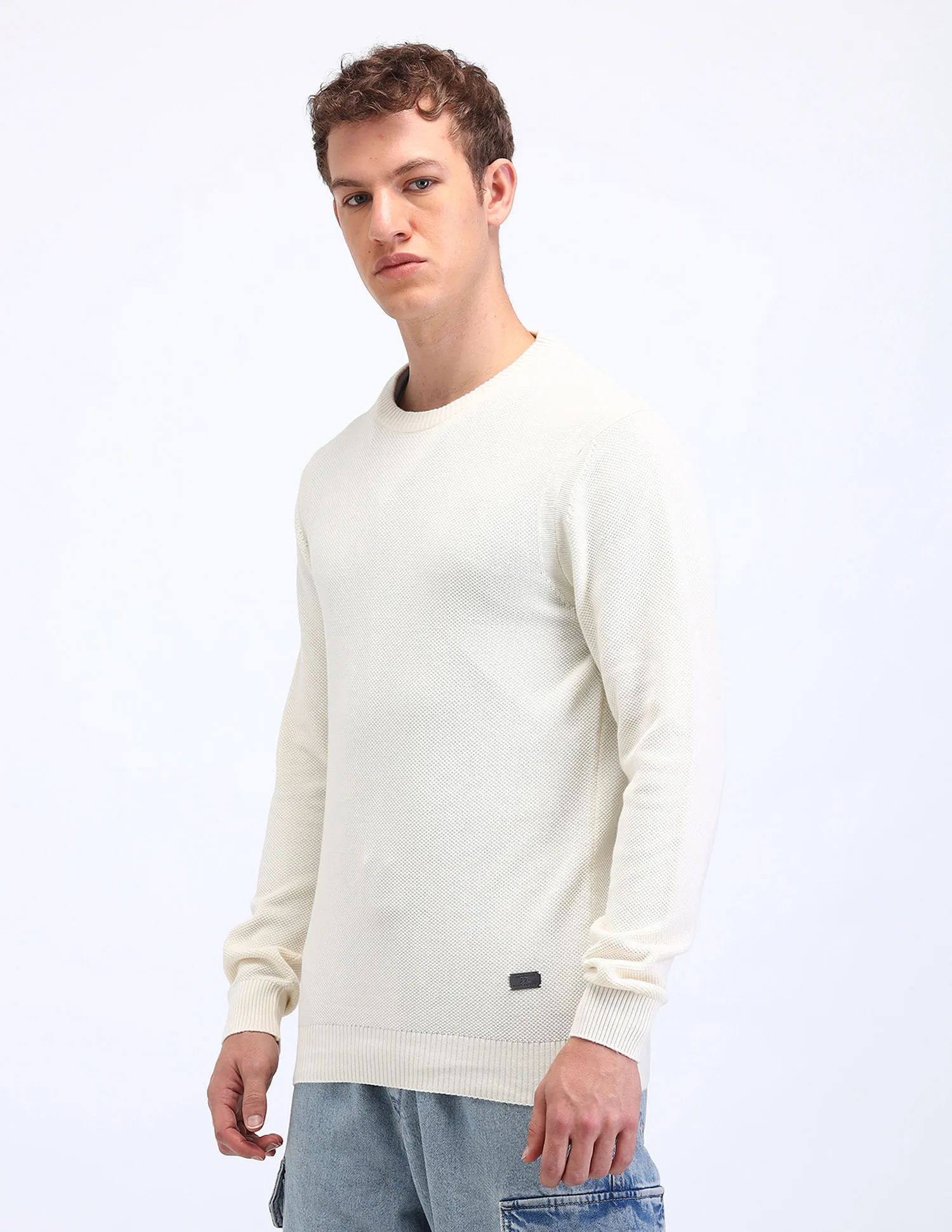 Flying Machine Textured Cotton Sweater