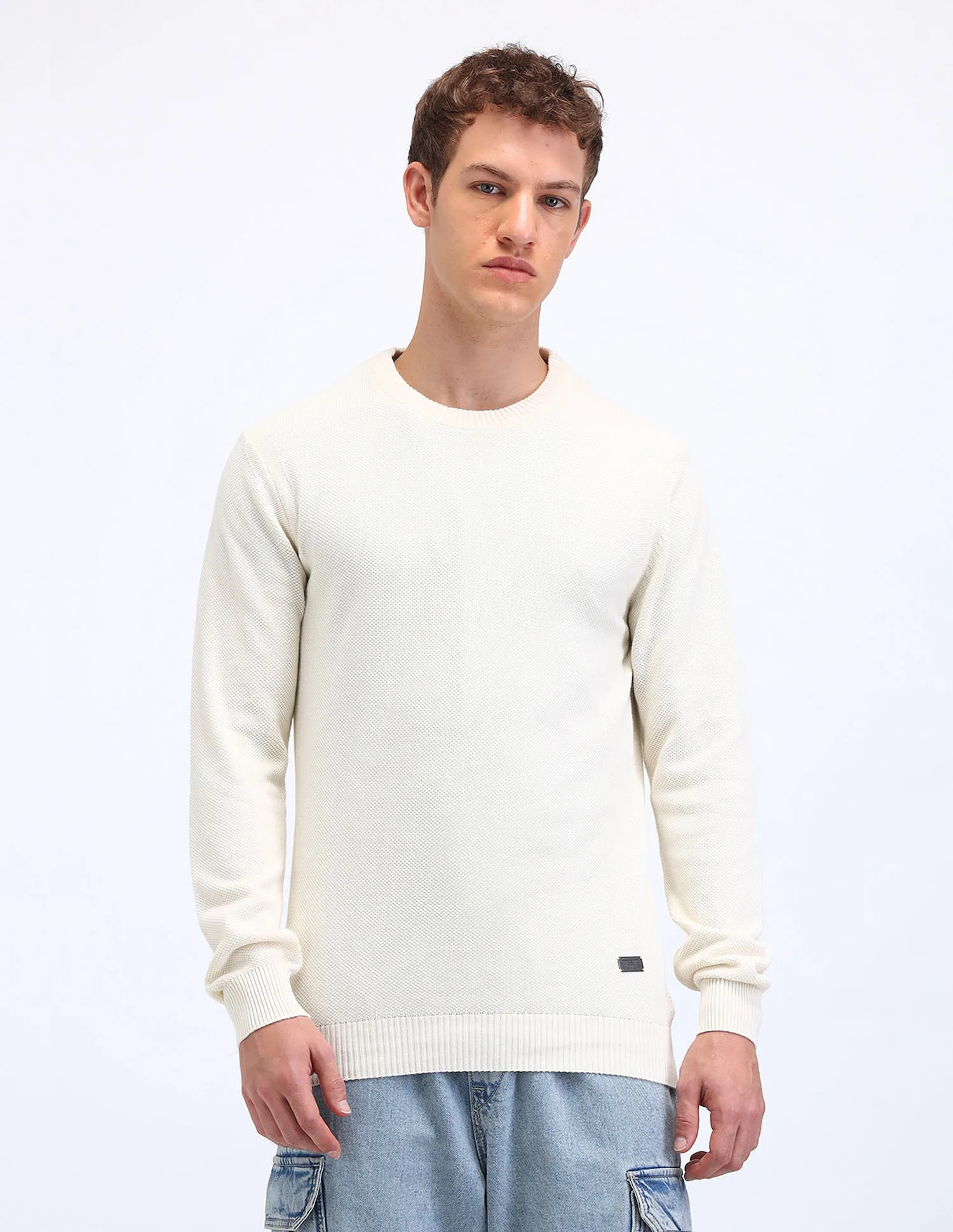 Flying Machine Textured Cotton Sweater