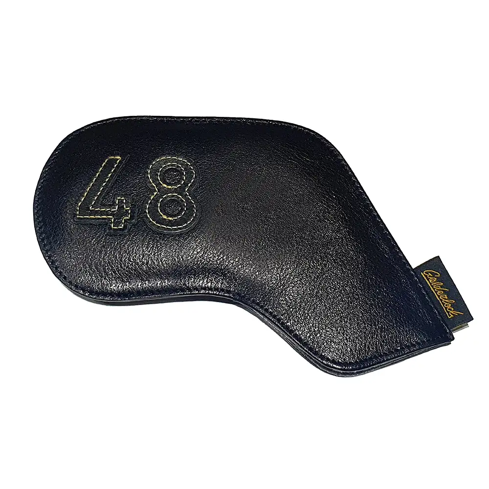 Goldenlock Black Golf Head Iron Covers Genuine Leather Gifts Accessory