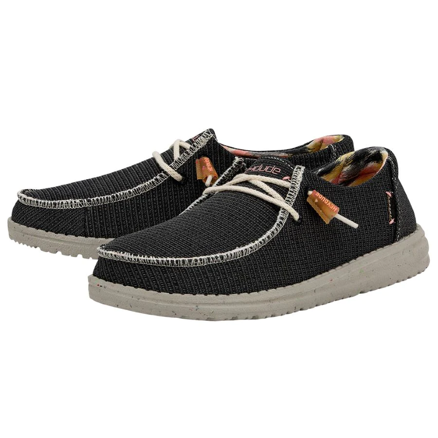 Hey Dude Womens Wendy Eco Sox Slip On Shoes- Black