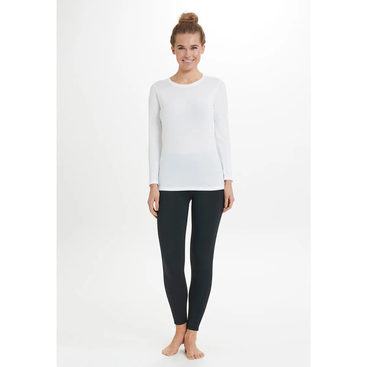 Julee Womenswear Loose Fit Long Sleeve Seamless Tee - White