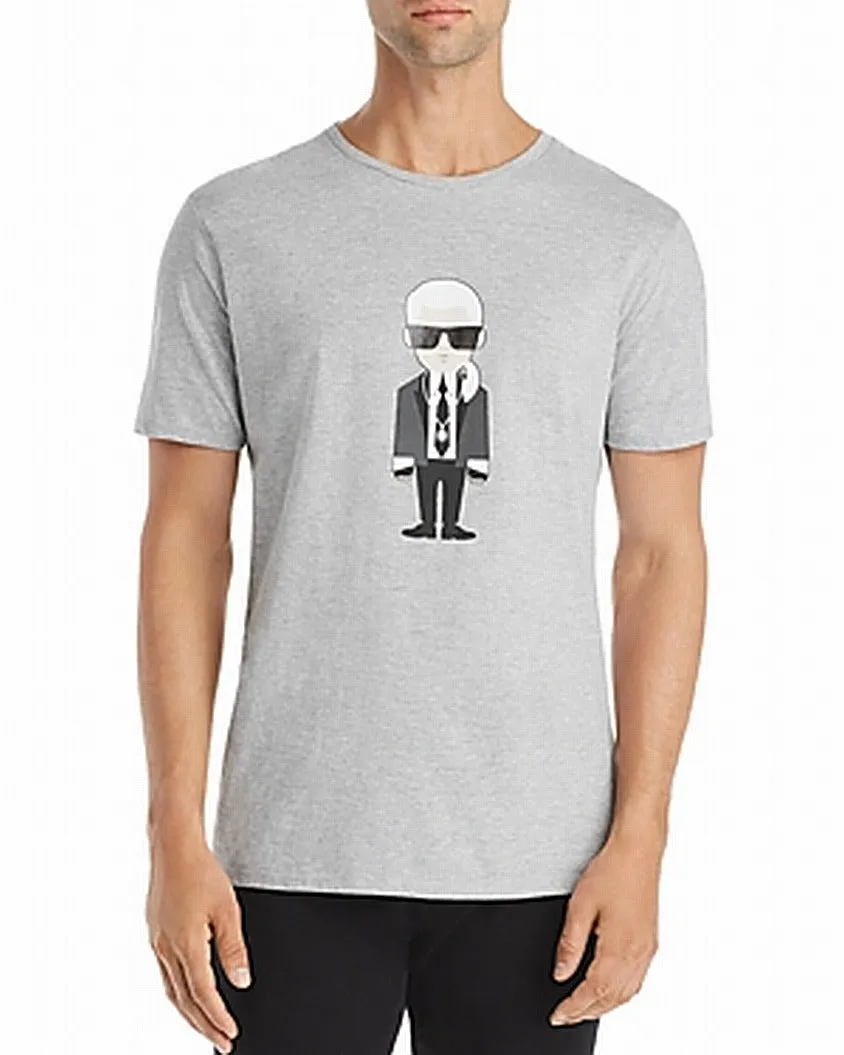 Karl Lagerfeld Paris Men's Caricature Tee Gray Size Medium