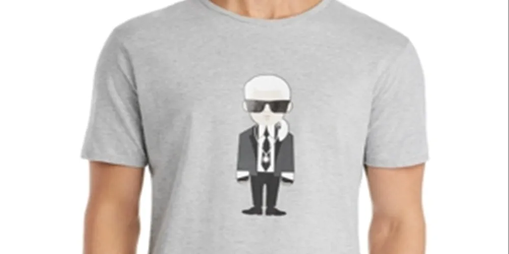 Karl Lagerfeld Paris Men's Caricature Tee Gray Size Medium