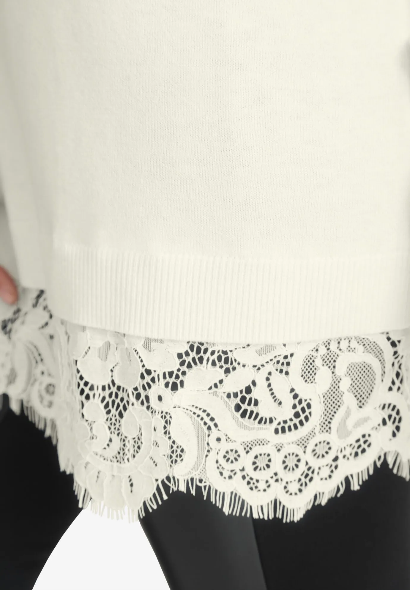 Lace Trim Pullover Sweater