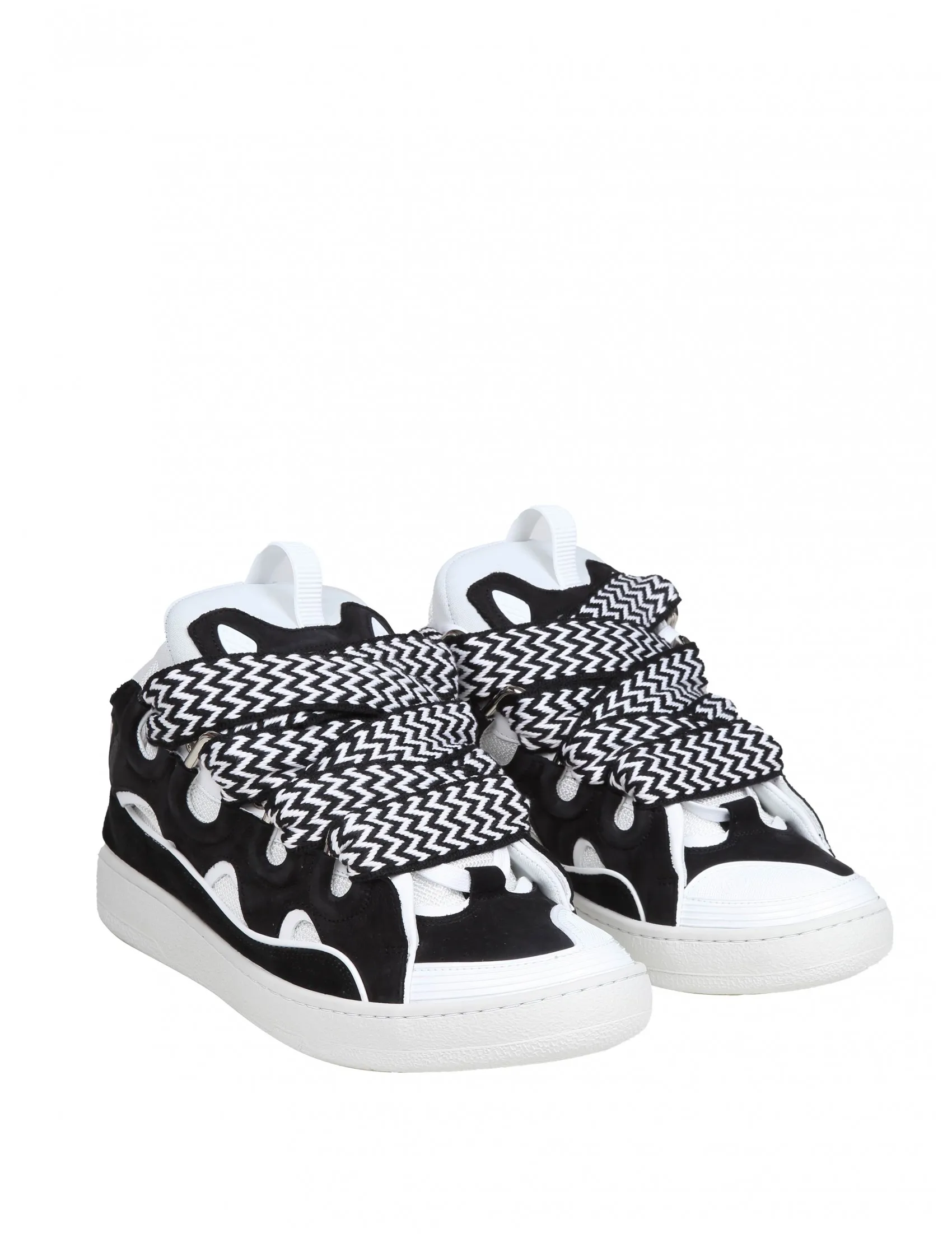 LANVIN CURB SNEAKERS LANVIN CURB LEATHER AND SUEDE SNEAKERS WITH MULTICOLOR LACE