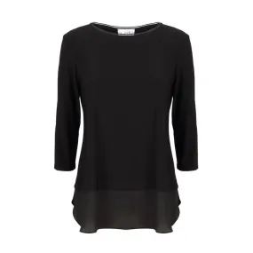 LONG SLEEVE T-SHIRT WITH SATIN INSERT Woman Black