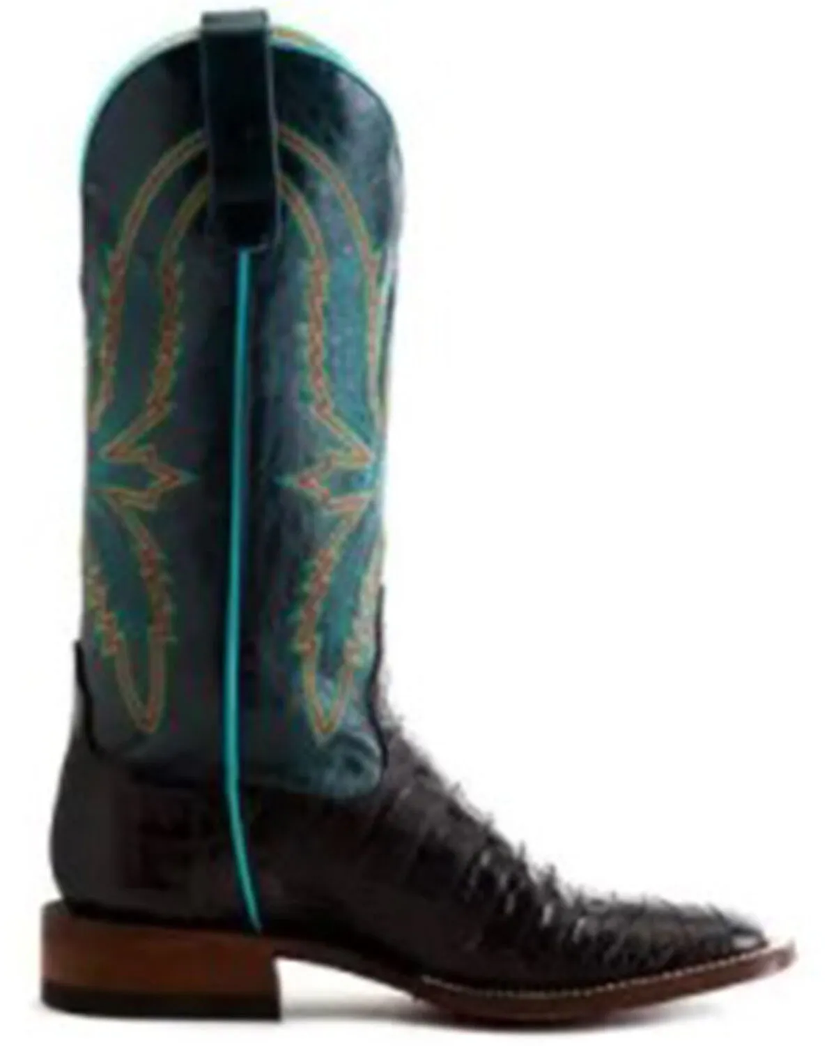 Macie Bean Women's Bite In Shining Armor Caiman Print Leather Western Boot - Broad Square Toe