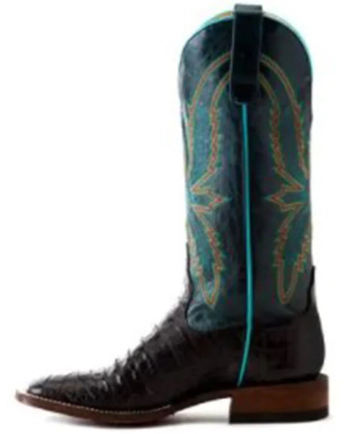 Macie Bean Women's Bite In Shining Armor Caiman Print Leather Western Boot - Broad Square Toe