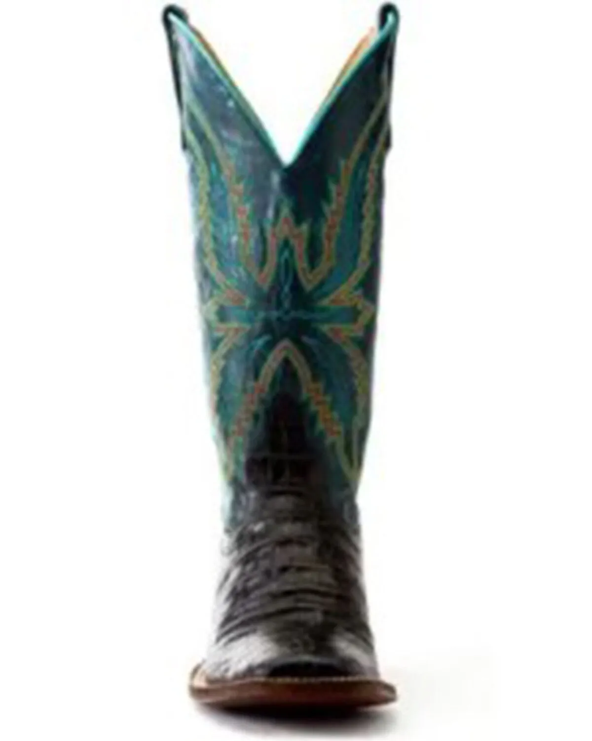 Macie Bean Women's Bite In Shining Armor Caiman Print Leather Western Boot - Broad Square Toe