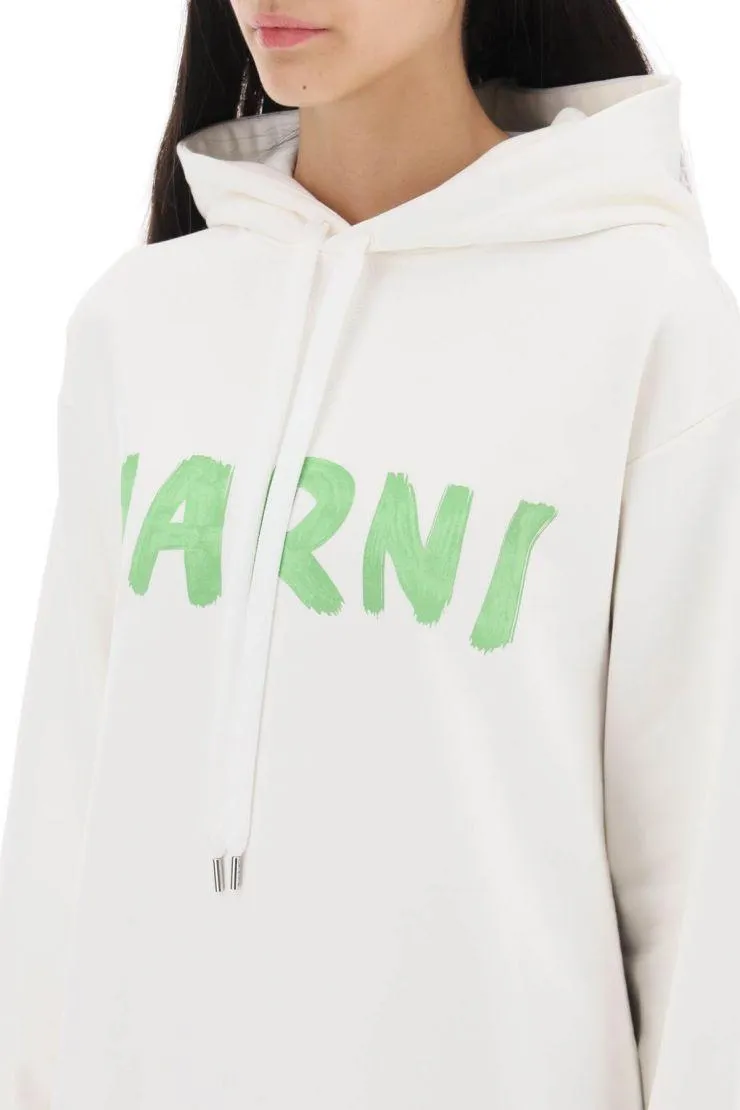 MARNI  |Long Sleeves Plain Cotton Logo Hoodies & Sweatshirts