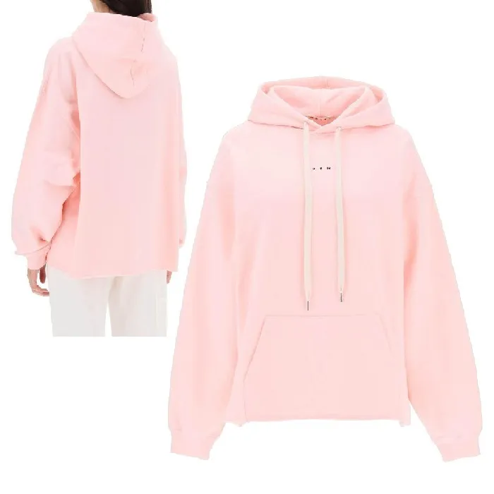 MARNI  |U-Neck Plain Cotton Logo Hoodies & Sweatshirts