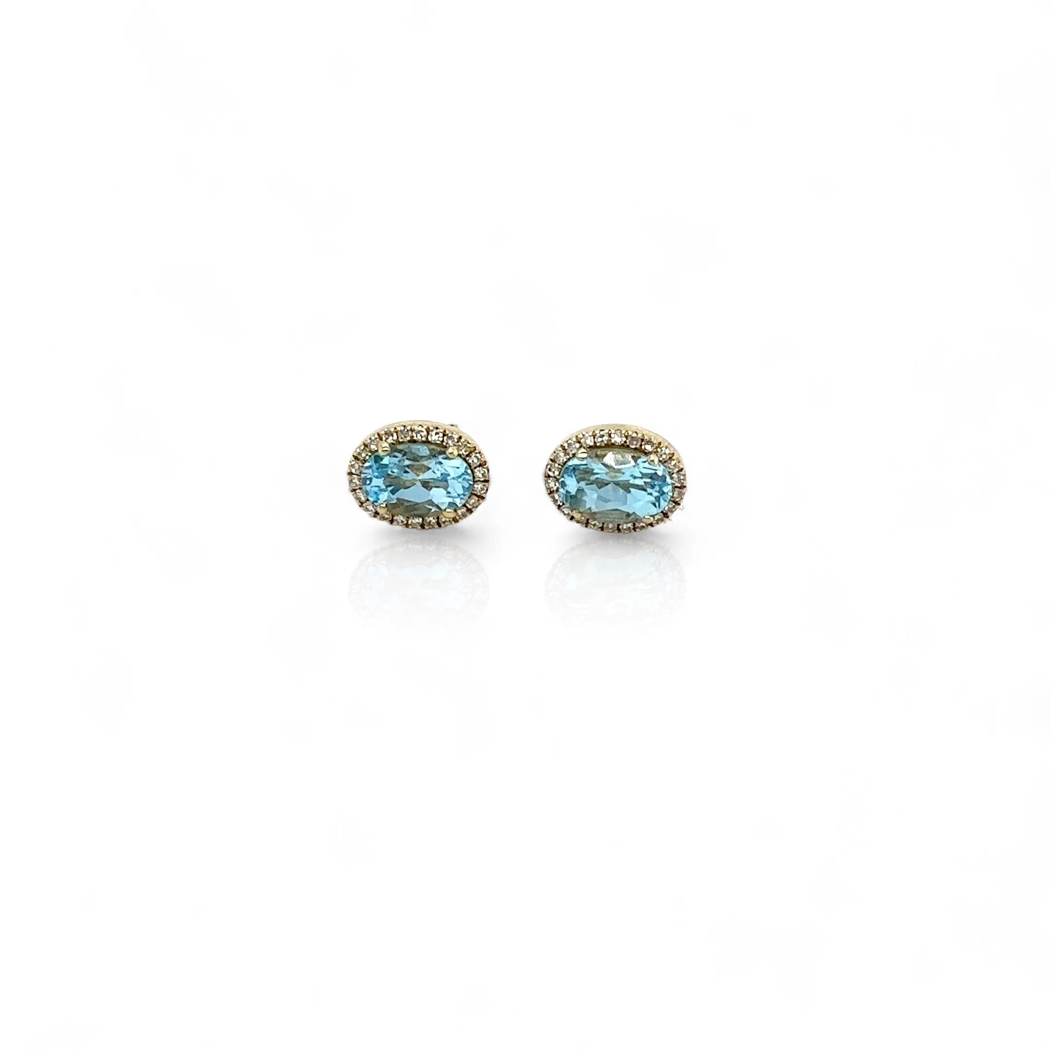 Meira T 14kt Gold 1.35 CTW Blue Topaz & Diamond Halo Studs