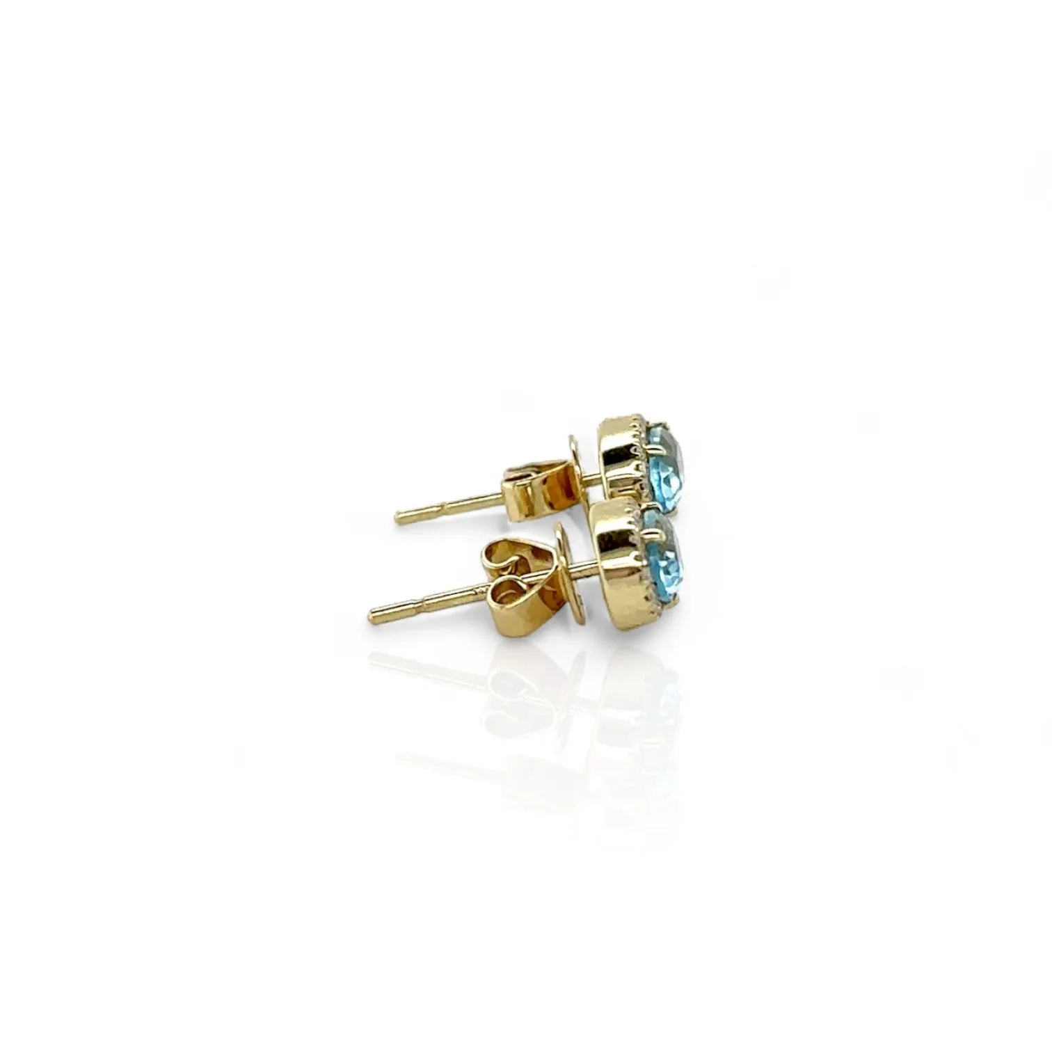 Meira T 14kt Gold 1.35 CTW Blue Topaz & Diamond Halo Studs