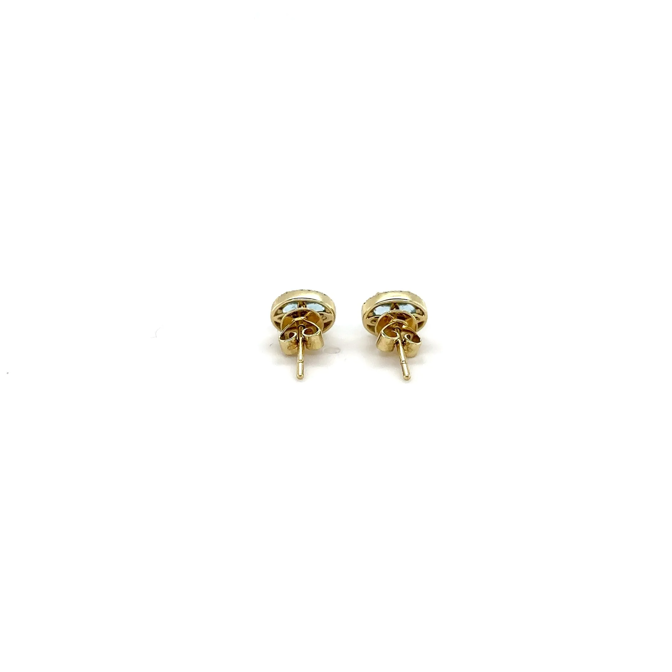 Meira T 14kt Gold 1.35 CTW Blue Topaz & Diamond Halo Studs