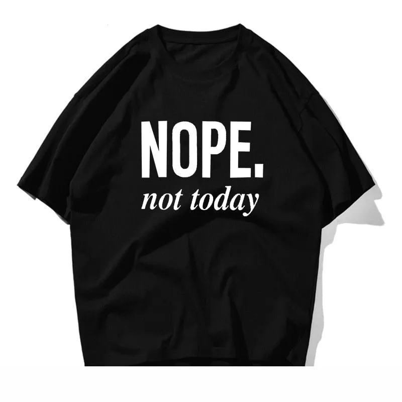 Men's Summer Casual Nope Not Today Letter Cotton Short Sleeve T-shirt